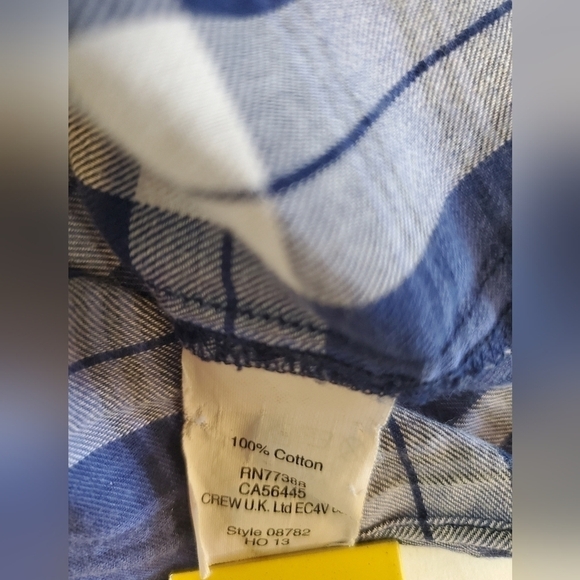 Madewell blue & white plaid half buttoned long sleeve shirt top blouseSz-S P16 - Picture 10 of 10